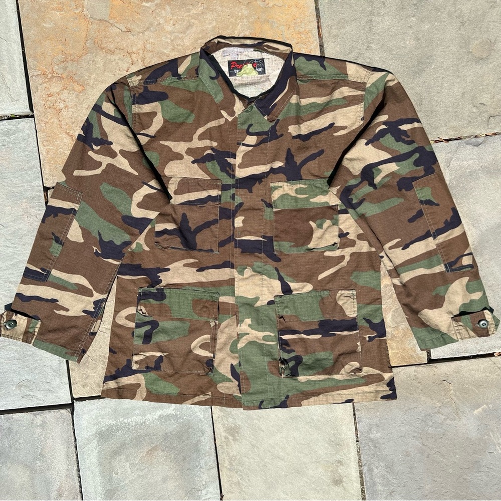Y2K Ripstop Camo Cargo Utility Shirt Jacket